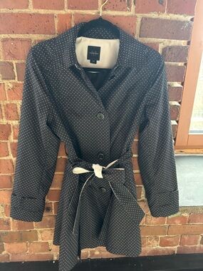 Vintage Black Polka Dot Trench Coat